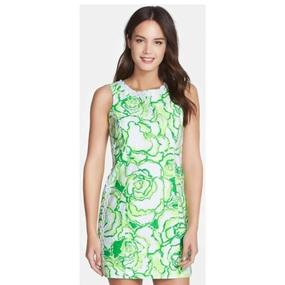 Lilly Pulitzer Mila Resort White Heart Breaker Shift Dress 00 100% Cotton Floral - Picture 3 of 9